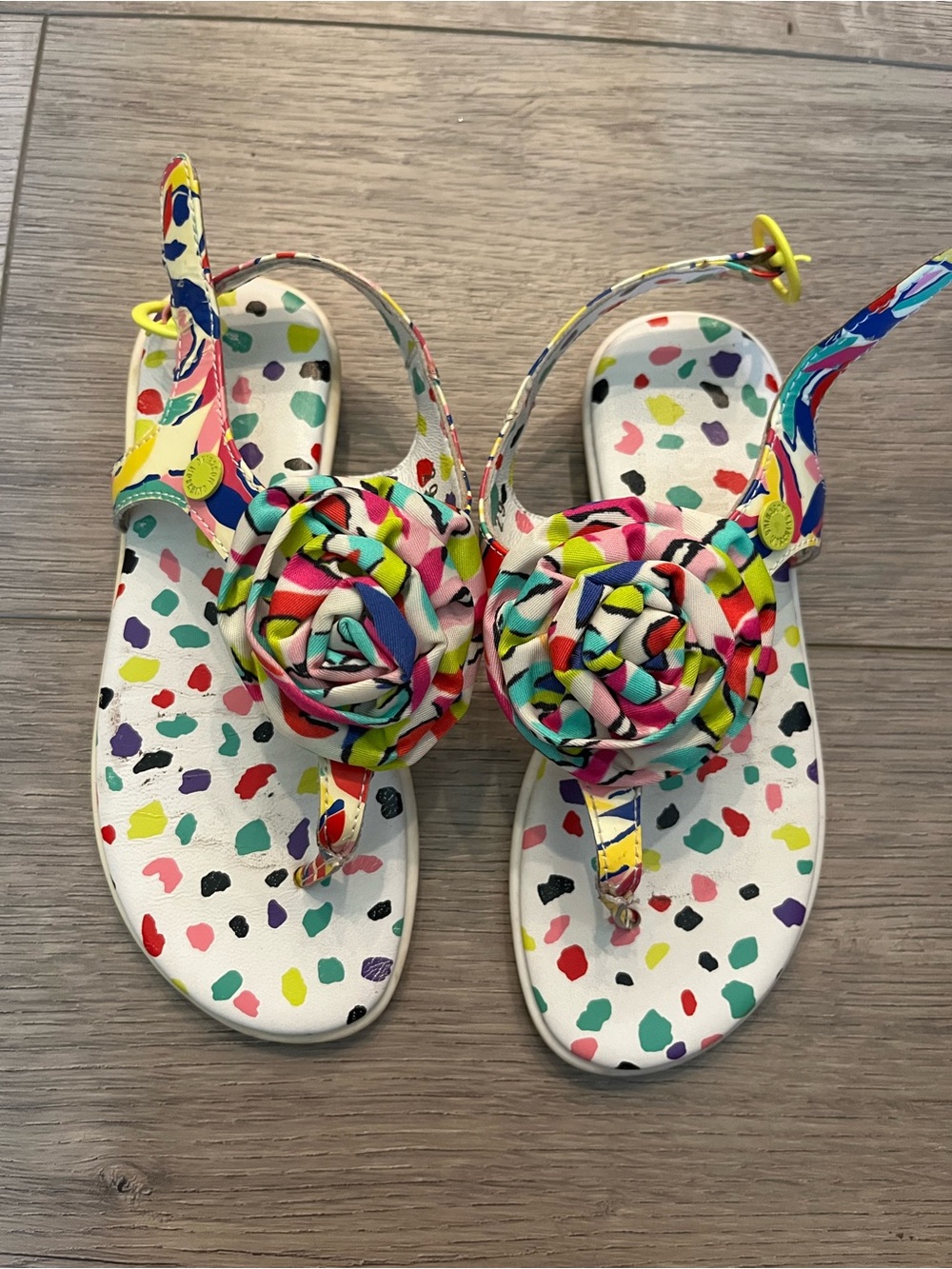 Moschino White Multicolor Rosette Toe-Post Sandals for Kids